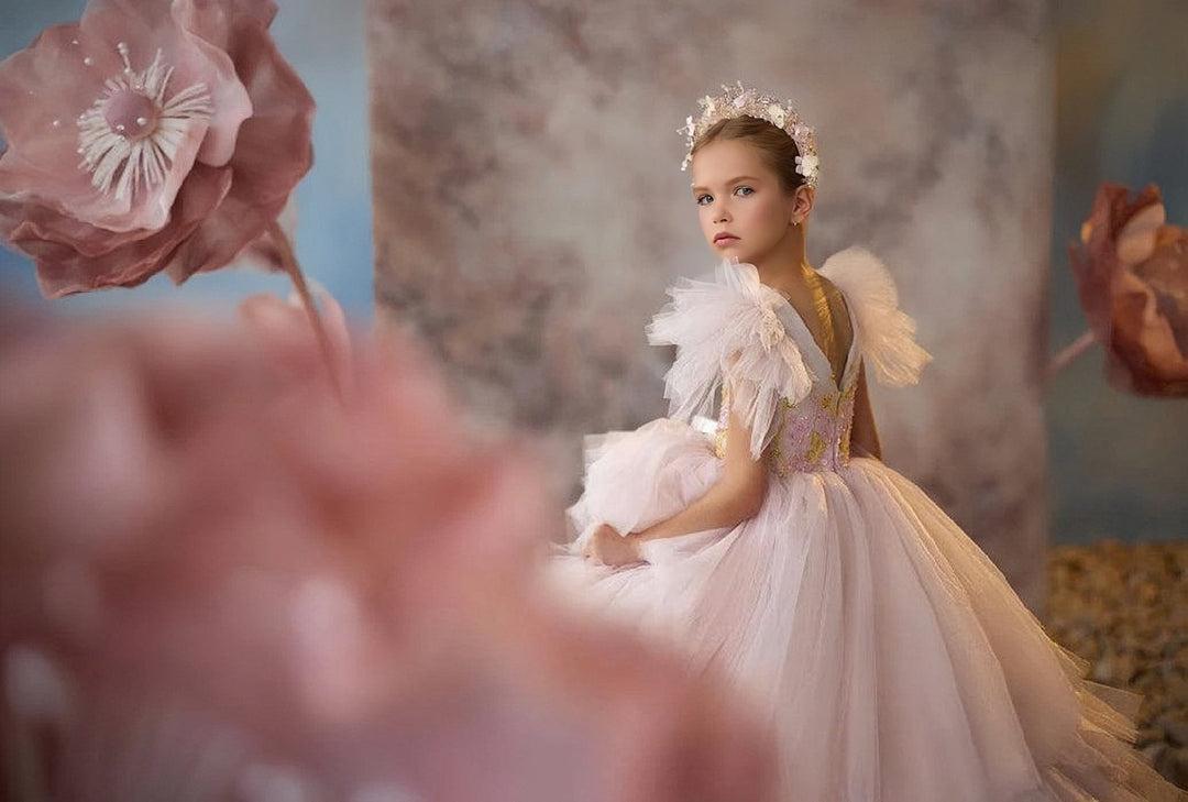 Sunnypetal Whimsical Blossom Ball Gown for Little Princess