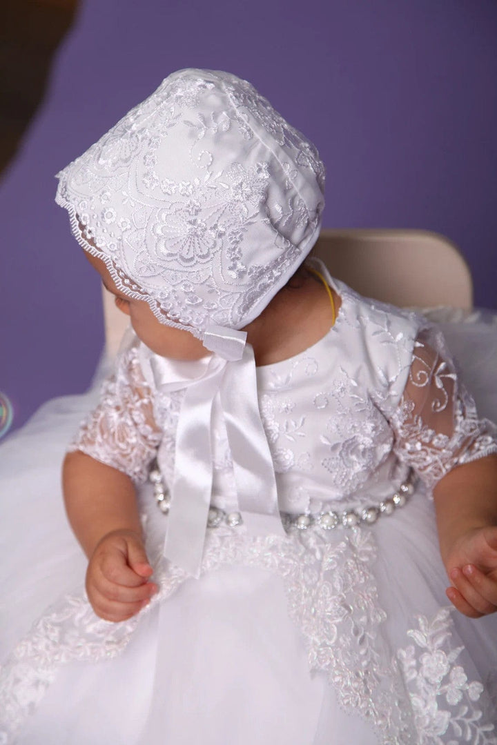 Sunnypetal White Baby Baptism Dress Birthday Princess Gown