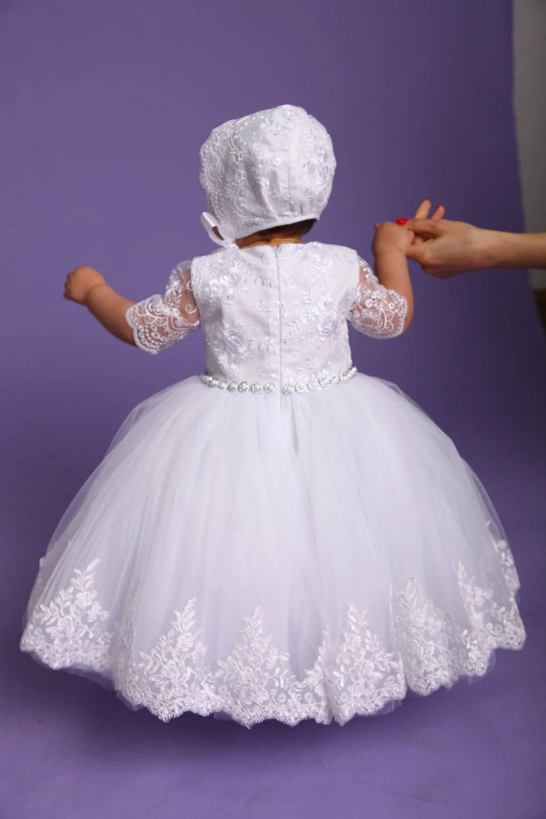 Sunnypetal White Baby Baptism Dress Birthday Princess Gown