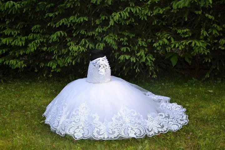 Sunnypetal White Baby Girl Baptism Dress Lace Christening Dress