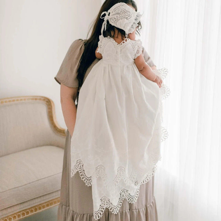 Sunnypetal White Lace Christening Gown Baby Girl Baptism Dress