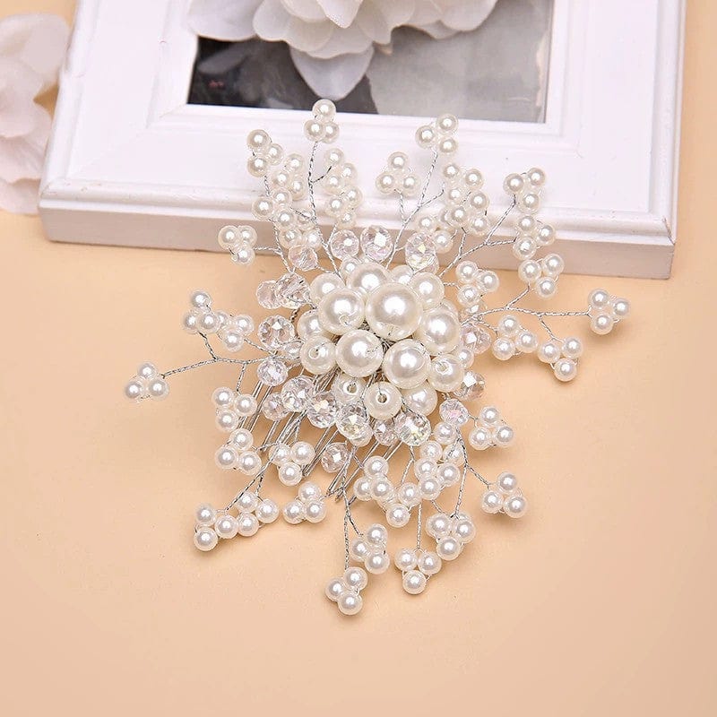 White Sunnypetal Flower Girl Headdress Pearl Hairpin Side Clip Girl Dress Accessories