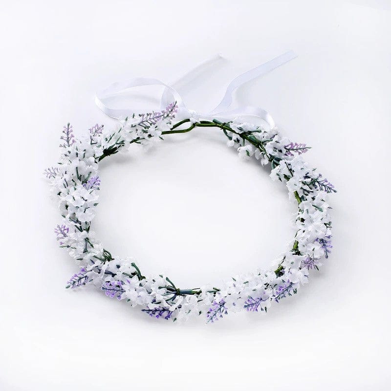 White Sunnypetal Purple Lavender Wreath Girl's Hair Hoop Birthday Party Festival Photos