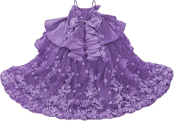 18m / Dusty Purple Sunnypetal Sparkling 3D Floral Beaded Off-Shoulder Pageant Dress for Girls