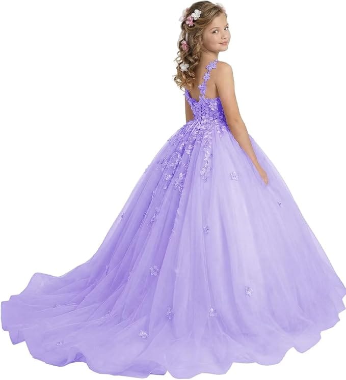 18m / Lilac Sunnypetal Enchanted Blush Floral Lace Ball Gown Flower Girl Dress for Special Occasions