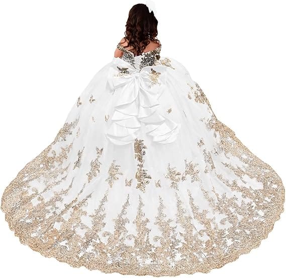 18m / White Sunnypetal Royal Blue Embroidered Ball Gown Flower Girl Pageant Dress with Bow