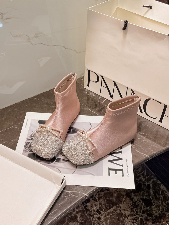 23（Lnner length 15cm） / Pink Sunnypetal Toddler Little Girls Flower Dress Elsa Princess Soft-Soled Crystal Boots for Girls