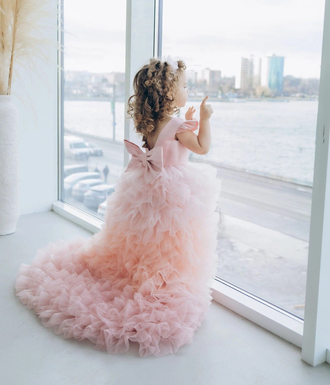 3m / Blush Pink Sunnypetal Blush Pink Fluffy Tulle Birthday Baby Girl Gown