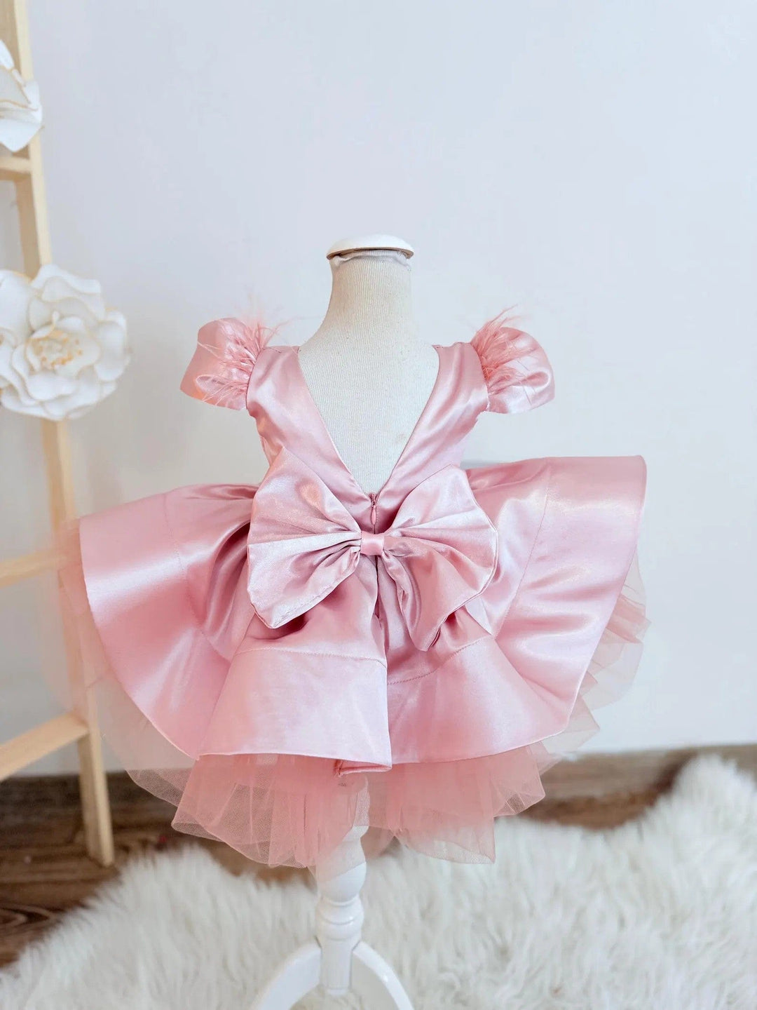 3m / Dusty Rose Sunnypetal Dusty Rose Tulle Princess Flower Girl Dress with Satin Bow