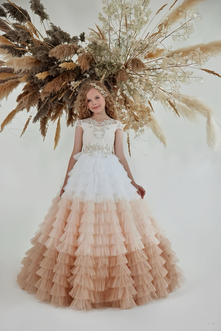 3m / Picture Color Sunnypetal Exquisite Ombre Ruffled Maxi Dress with Beaded Embroidery & Sequins