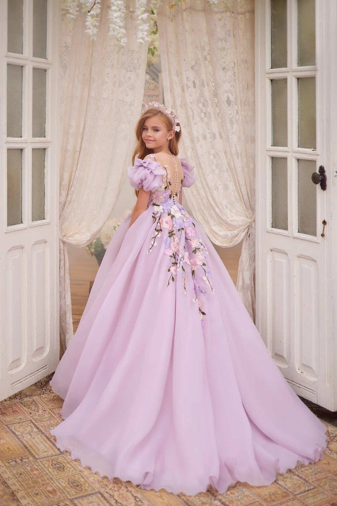 purple chiffon wedding dress Long Sleeve Purple Chiffon Bridal Gown