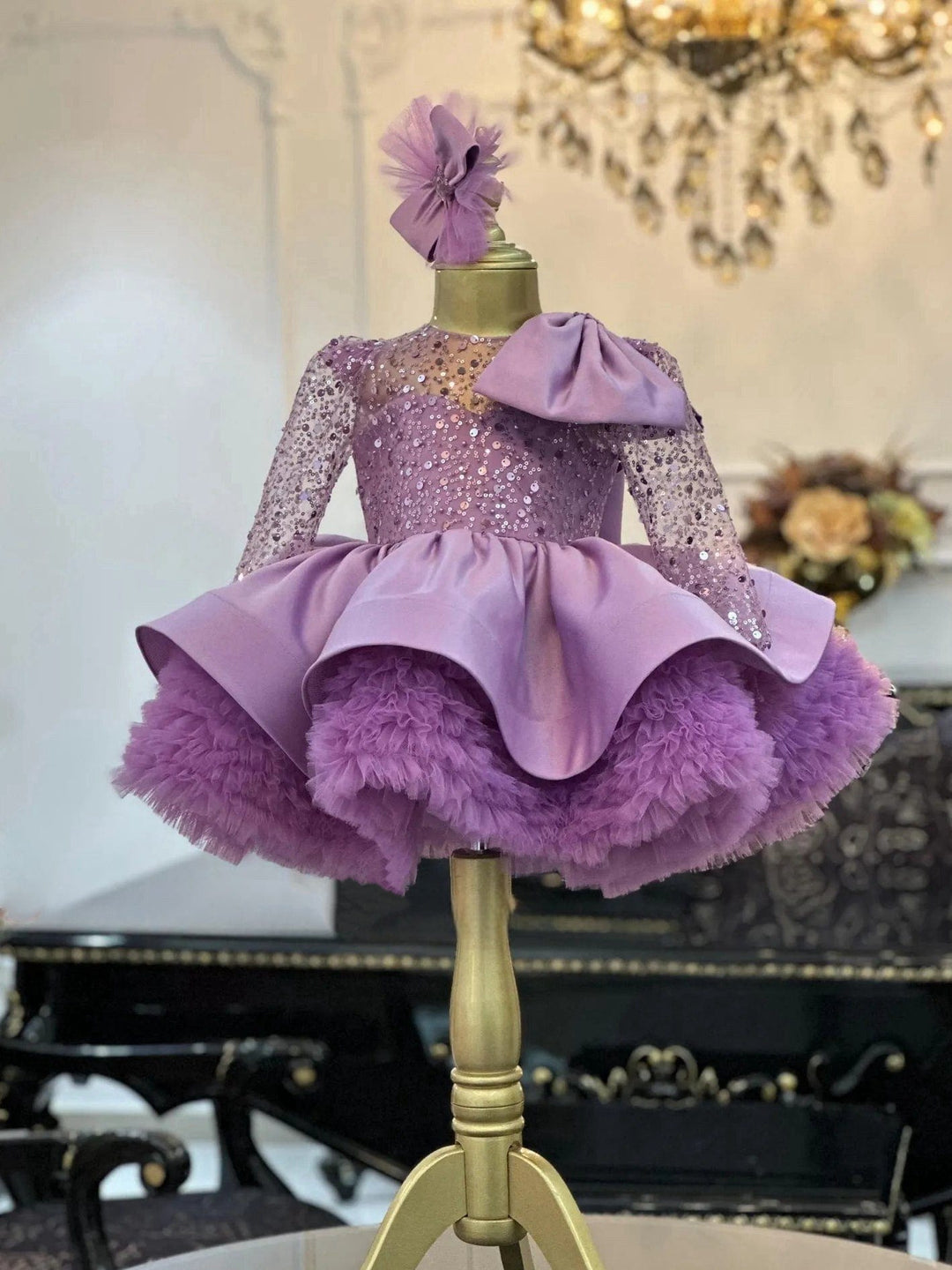 3m / Purple Sunnypetal Purple Tutu Tulle Dress Toddler Princess Pageant Gown