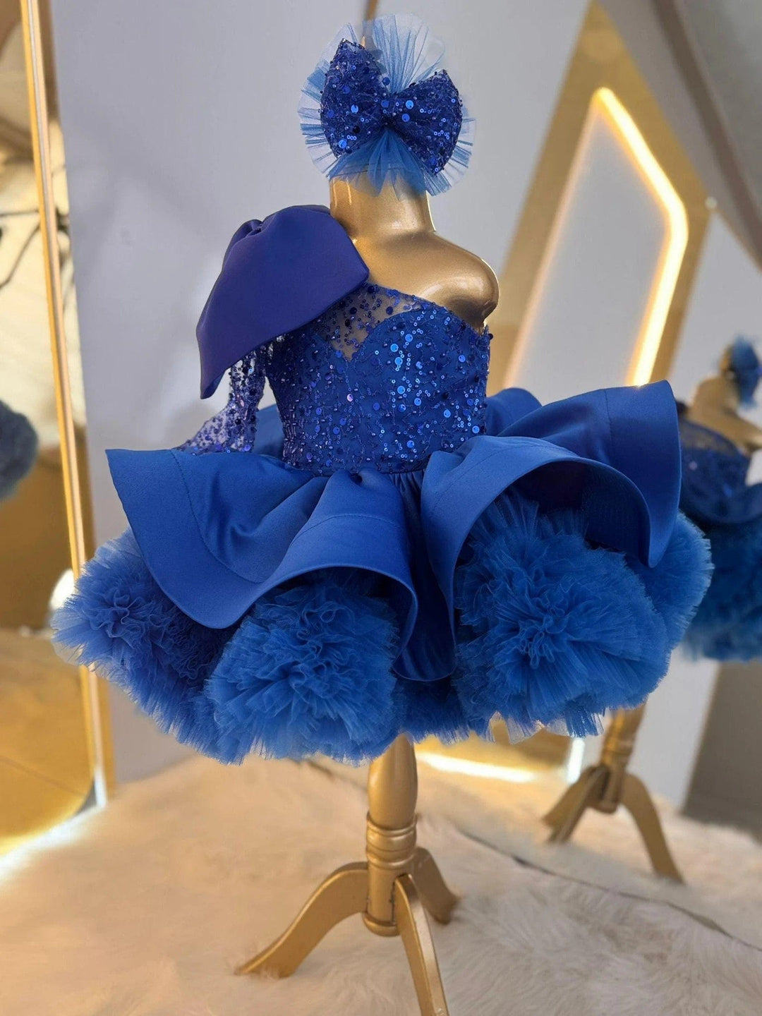 3m / Royal Blue Sunnypetal Royal Blue Special Design Baby Girl Tutu Dress for Special Occasion