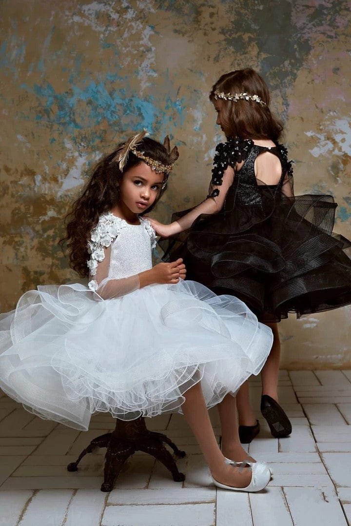 3m / White Sunnypetal Tutu Mini Flower Girl Dresses Whimsical Floral Delight for Special Occasions