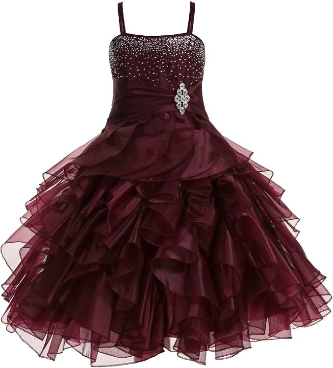 Sunnypetal Sparkling Blush Ruffle Flower Girl Dress Birthday Pageant Gown
