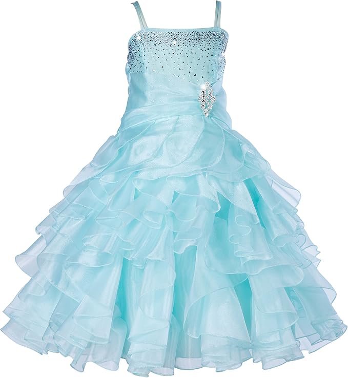 Sunnypetal Sparkling Blush Ruffle Flower Girl Dress Birthday Pageant Gown