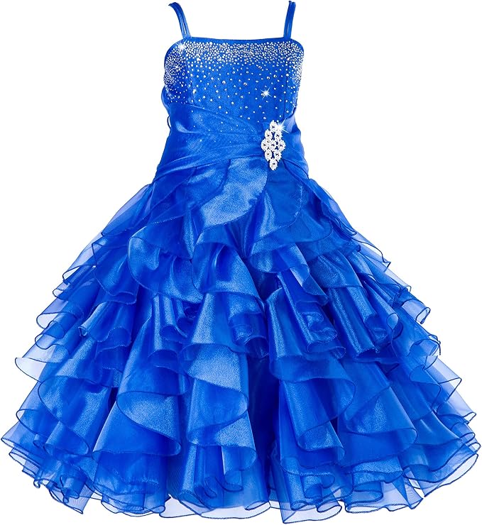 Sunnypetal Sparkling Blush Ruffle Flower Girl Dress Birthday Pageant Gown