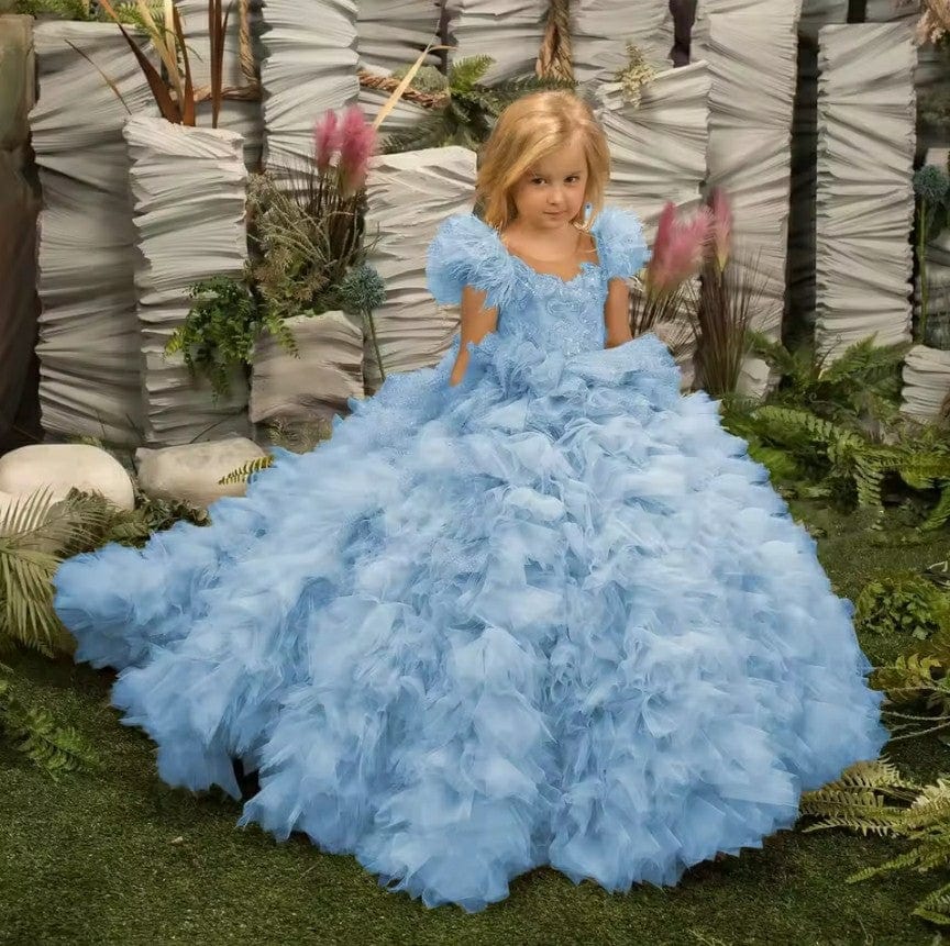 Sunnypetal Puffy Tulle Sequins Flower Girl Dresses Long Princess Dress sunnypetal Sunnypetal Puffy Tulle Sequins Flower Girl Dresses Long Princess Dress sunnypetal