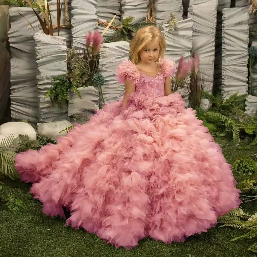 Sunnypetal Puffy Tulle Sequins Flower Girl Dresses Long Princess Dress sunnypetal Sunnypetal Puffy Tulle Sequins Flower Girl Dresses Long Princess Dress sunnypetal