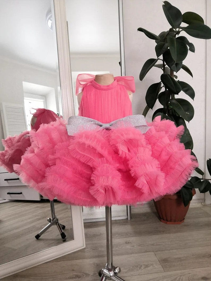 9m / Pink Sunnypetal Pink Tulle Flower Girl Dresses Sequin Wedding Birthday Party Gown