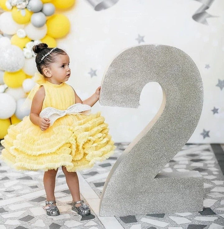 9m / Yellow Sunnypetal Pink Tulle Flower Girl Dresses Sequin Wedding Birthday Party Gown