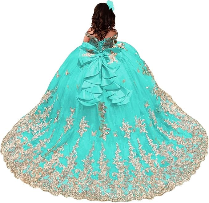 Aqua / 18m Sunnypetal Royal Blue Embroidered Ball Gown Flower Girl Pageant Dress with Bow