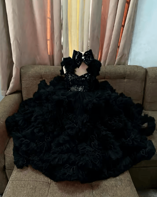Black / 18m Sunnypetal Luxury Hot Pink Ruffle Tulle Flower Girl Ball Gown with Sequin Bow