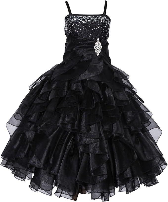 Black / 18m Sunnypetal Sparkling Blush Ruffle Flower Girl Dress Birthday Pageant Gown