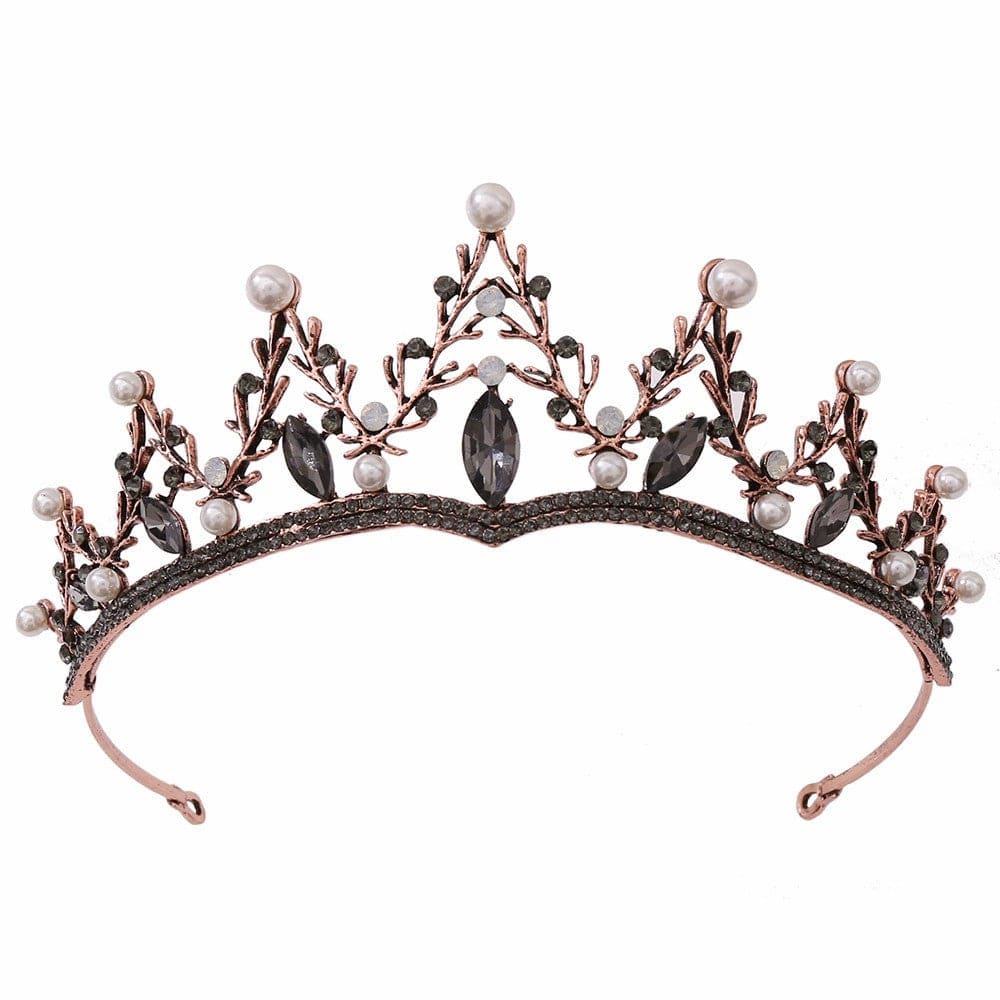 Black Sunnypeta Tiaras and Crowns for Girls Princess Pearl Crystal Crown