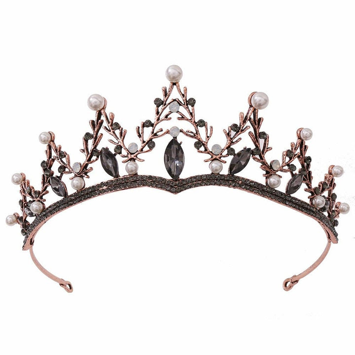 Black Sunnypeta Tiaras and Crowns for Girls Princess Pearl Crystal Crown