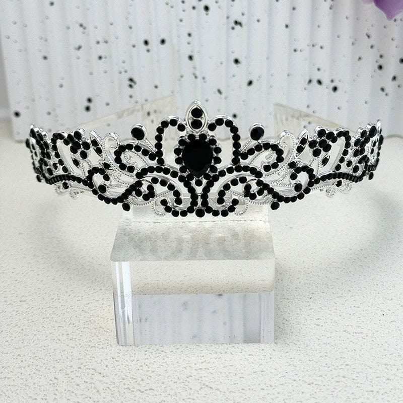Black Sunnypetal Crystal Tiara Crown Headband Princess Elegant Crown Wedding Prom Birthday Party Girl Gift