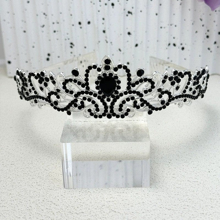 Black Sunnypetal Crystal Tiara Crown Headband Princess Elegant Crown Wedding Prom Birthday Party Girl Gift