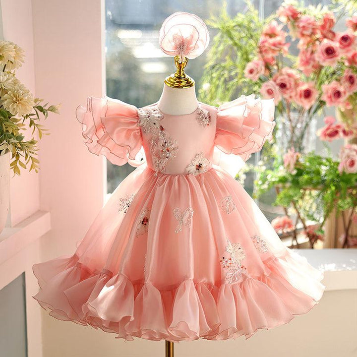 Blush Pink / 3m Sunnypetal Blushing Petals Ruffle Flower Girl Dress