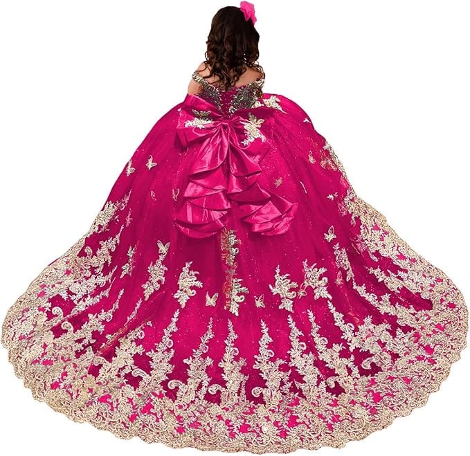 Bright Pink / 18m Sunnypetal Royal Blue Embroidered Ball Gown Flower Girl Pageant Dress with Bow