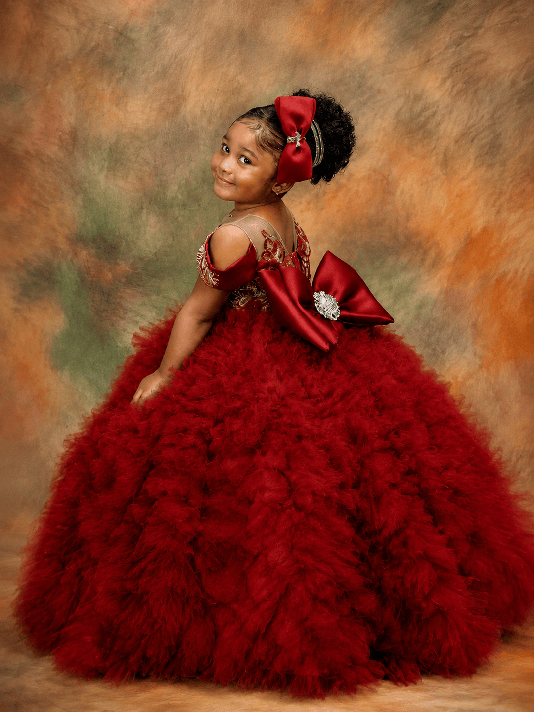 Burgundy / 3m Sunnypetal Purple Sequin Off-Shoulder Ball Gown Flower Girl Dress for Birthday Pageant