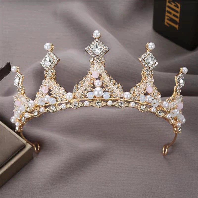 Gold Sunnypetal Children's Crown Tiara Princess Girl Crown Crystal Pink Frozen Hair Accessories