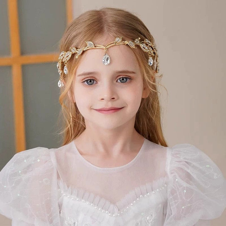 Gold Sunnypetal Children's Eyebrow Pendant Rhinestone Headdress Alloy Rhinestone Headband Crown