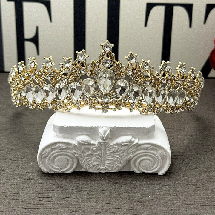 Gold Sunnypetal Rhinestone Crown Birthday Dress Tiaras Light Luxury Diamond Crown