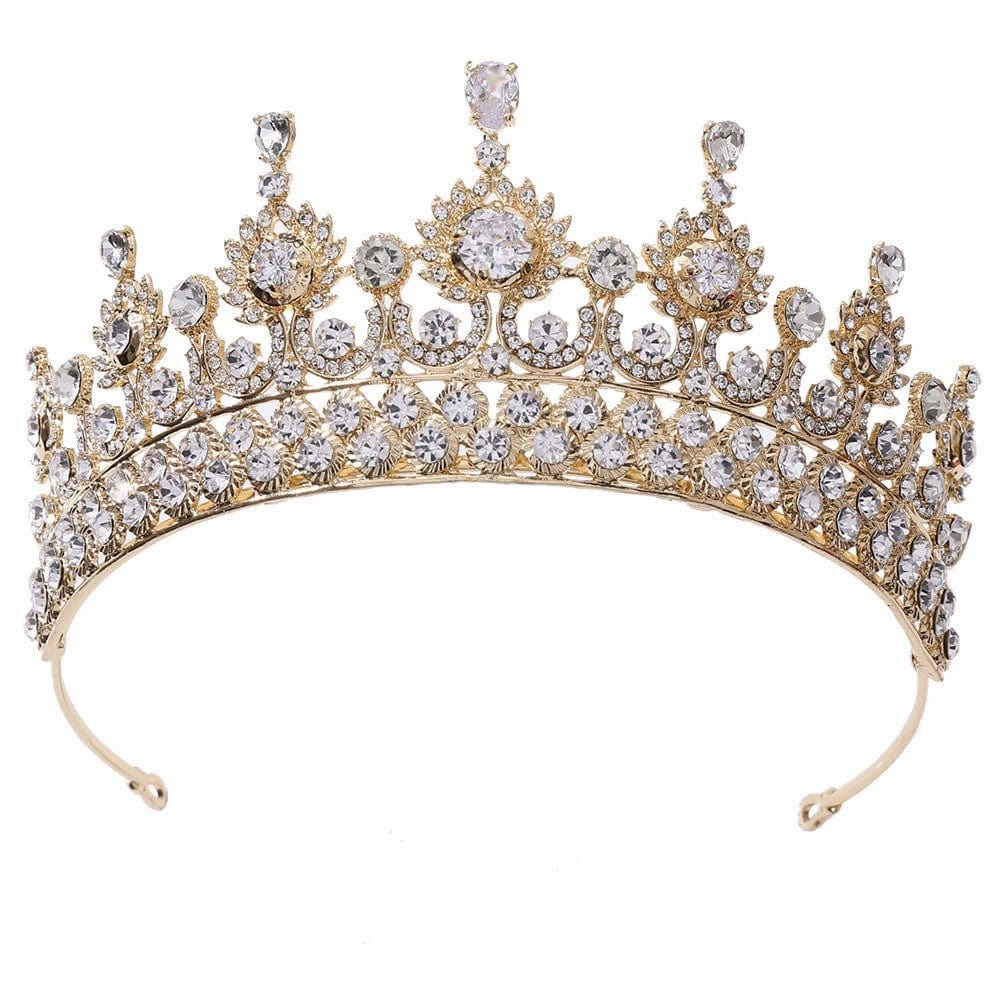 Gold Sunnypetal Tiaras Crown for Girls Crystal Headbands Princess Wedding Pageant and Party