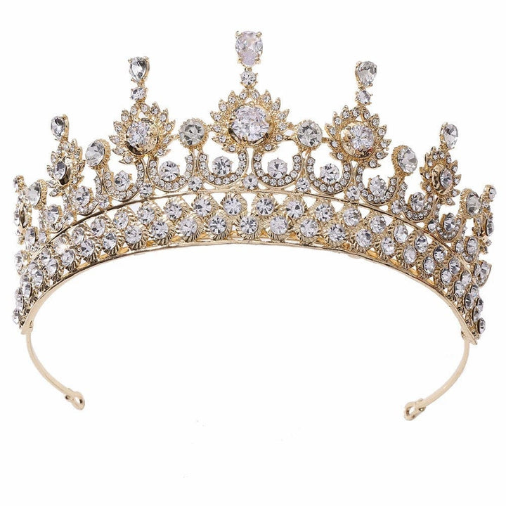 Gold Sunnypetal Tiaras Crown for Girls Crystal Headbands Princess Wedding Pageant and Party