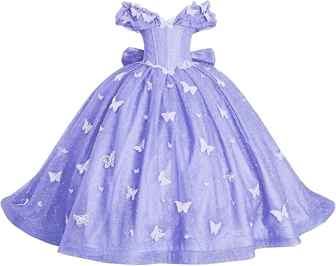 Lavender / 18m Sunnypetal Enchanted Blue Butterfly Princess Flower Girl Dress