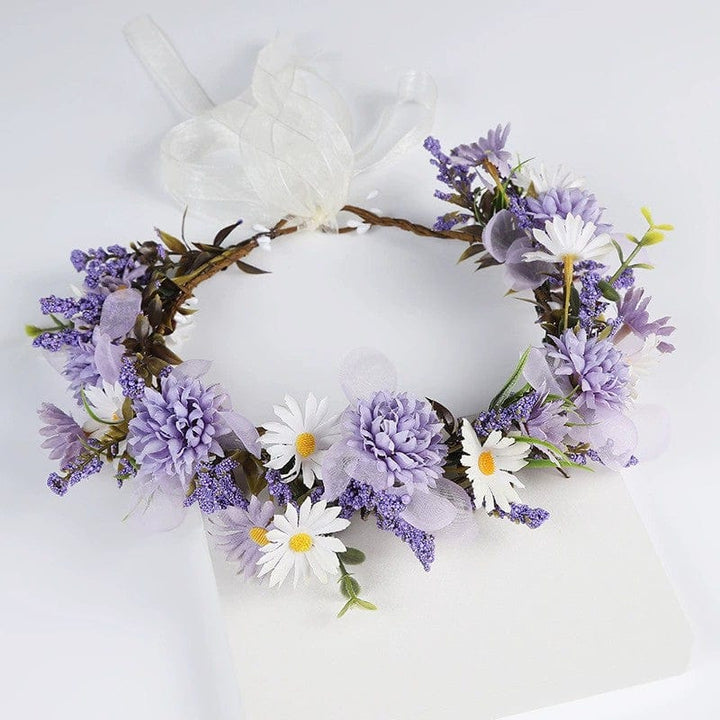 Lavender Sunnypetal Fairy Floral Crown Woodland Headband Hair Wreath Forest Elven Circlet for Girls