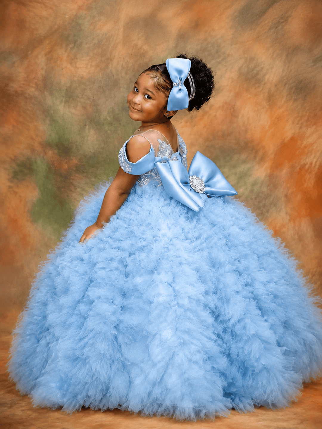 Light Blue / 3m Sunnypetal Purple Sequin Off-Shoulder Ball Gown Flower Girl Dress for Birthday Pageant