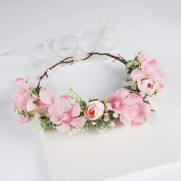 Light Pink Sunnypetal Fairy Floral Crown Woodland Headband Hair Wreath Forest Elven Circlet for Girls