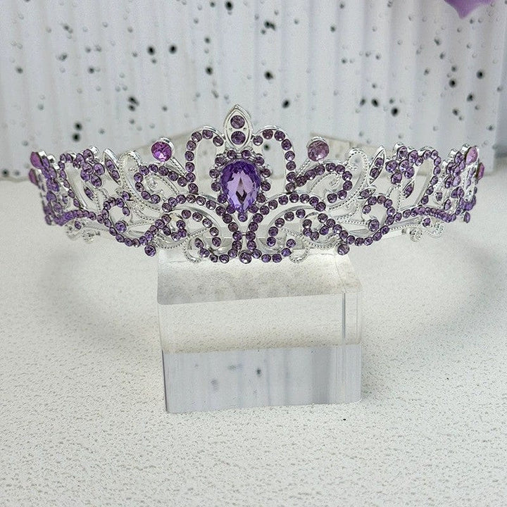 Light Purple Sunnypetal Crystal Tiara Crown Headband Princess Elegant Crown Wedding Prom Birthday Party Girl Gift