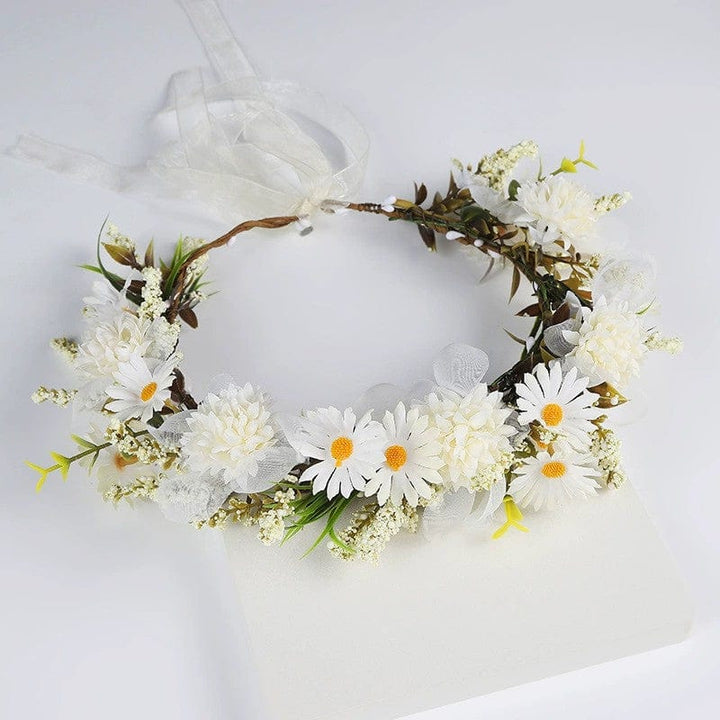 Off White Sunnypetal Fairy Floral Crown Woodland Headband Hair Wreath Forest Elven Circlet for Girls