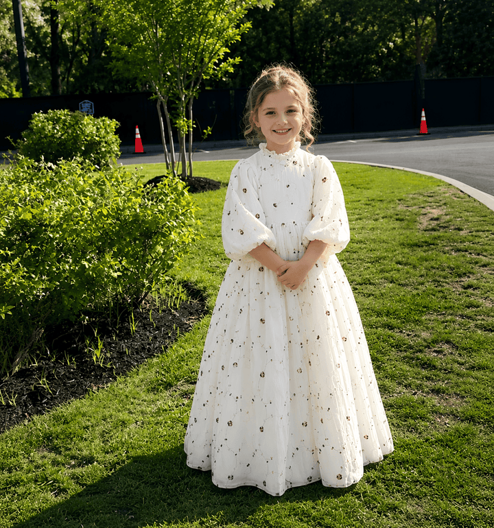 Picture Color / 3m Sunnypetal High Waisted Embroidery Flower Girl Princess First Communion Dress