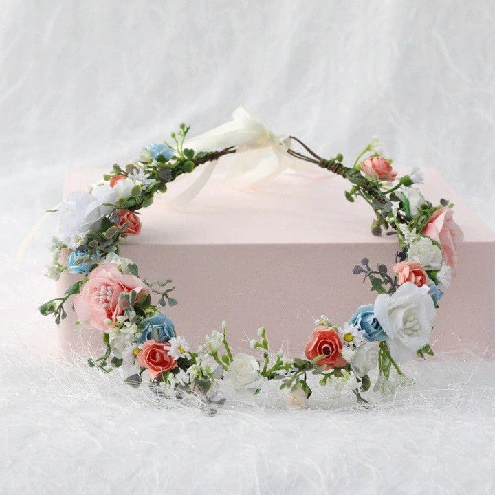 Picture Color Sunnypetal Simulation Handmade Fabric Rose Daisy Colorful Hairband Flower Girl Wreath Headdress