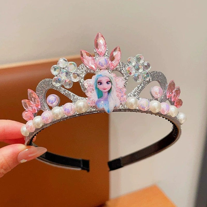 Pink Sunnypetal Children's Cartoon Princess Crown for Girls Crystal Pearl Headband Hair Accessories