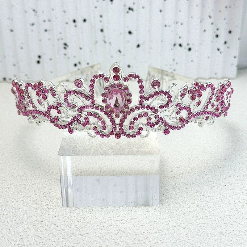 Pink Sunnypetal Crystal Tiara Crown Headband Princess Elegant Crown Wedding Prom Birthday Party Girl Gift